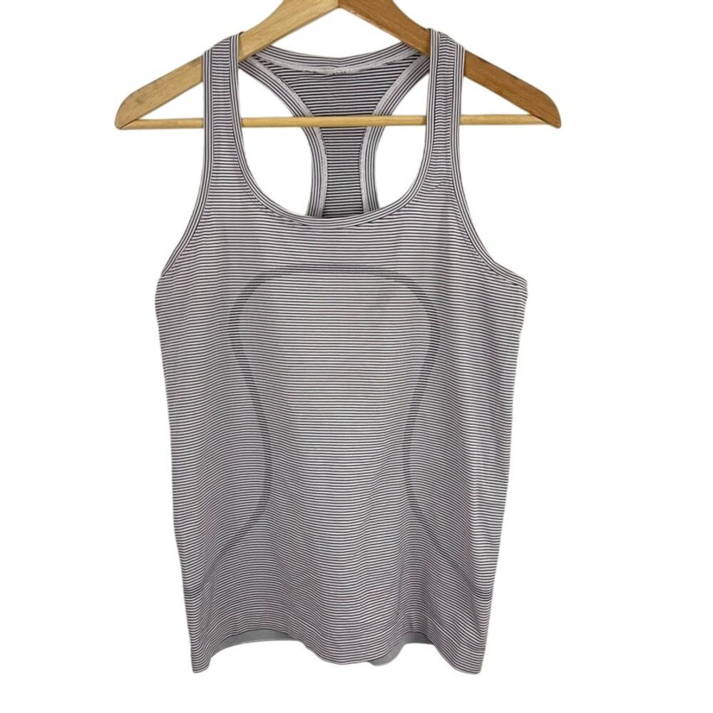 Lululemon Swiftly Tech Stripe Tank Top Women Size 8 Black White